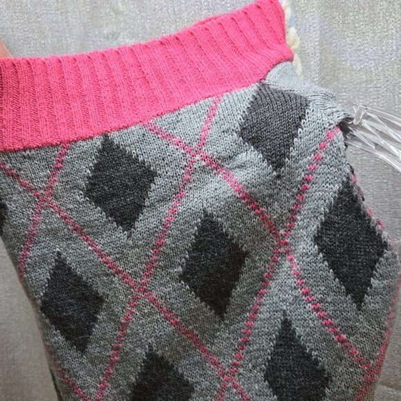 Dog Argile Sweater, Vibrant Life, Lg Pink, Grey, Gray, Diamonds, Knit Ribbed Hem - Picture 5 of 9